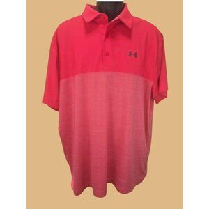 Under Armour Mens Loose Fit Pink HeatGear Polo Size XL